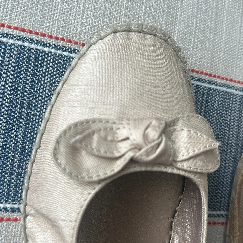 Life Stride Light Beige Espadrille Slingback Flats with Bow